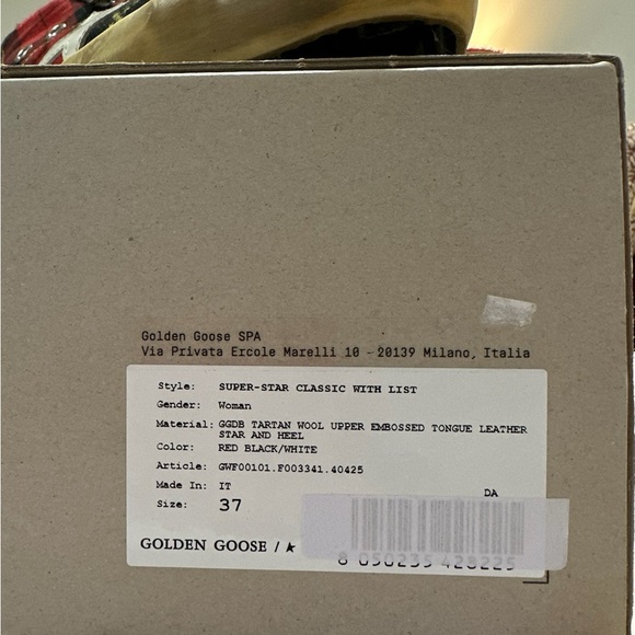 Red plaid, Golden Goose, Sz 37, bought new last Christmas, worn once, ECU. - Picture 2 of 6